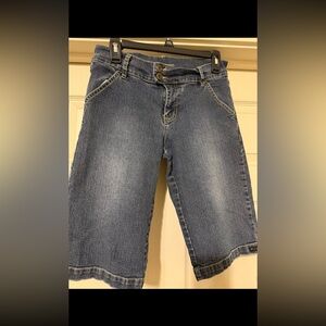 prAna Denim Shorts Women's Medium Bermuda 3 Pockets Cotton Blend